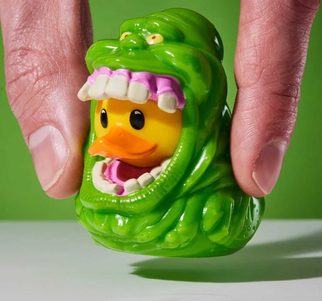 A duck insider Slimer from Ghostbusters