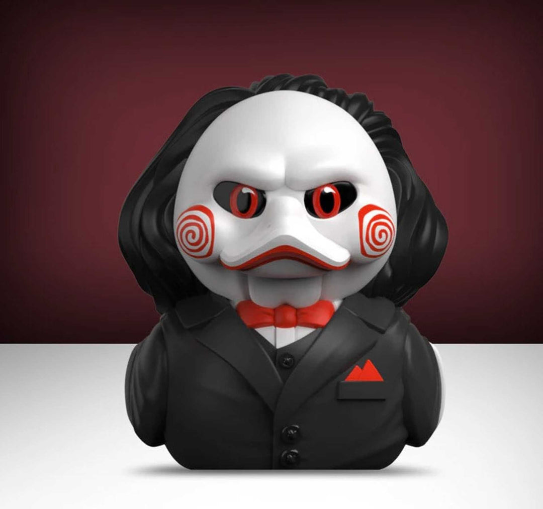 Bill the Puppet from Saw turned into a cosplaying duck.
